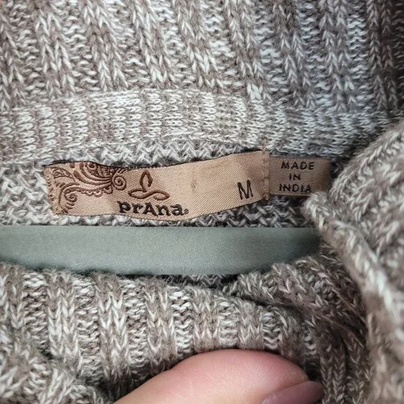 Prana Archer Sweater Dress Brown Women's Size Med Snap Button Turtle Neck - Picture 7 of 9